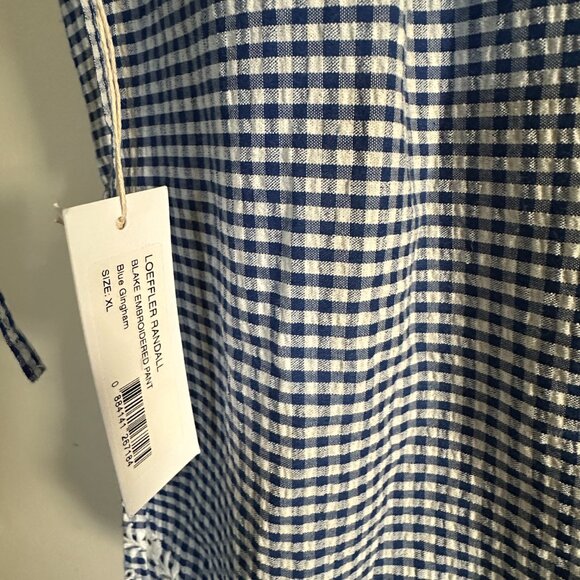 BNWT Loeffler Randal Blake Blue Gingham Emboidered Pant - Picture 12 of 13